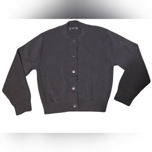 MNG Snap Front Black Cardigan Sweater Size S